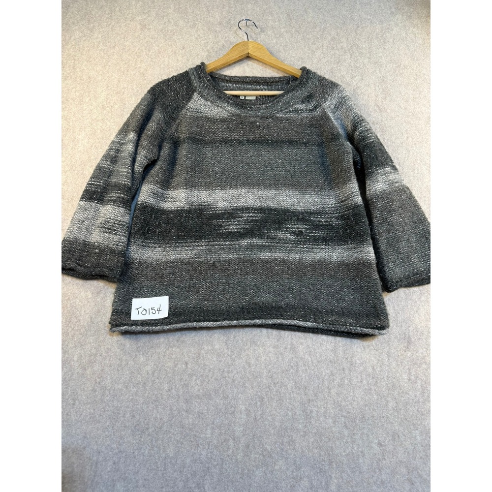 Royal Robbins Womens Grey Ombre‎ Striped Chunky Knit Raglan Sweater Size M
